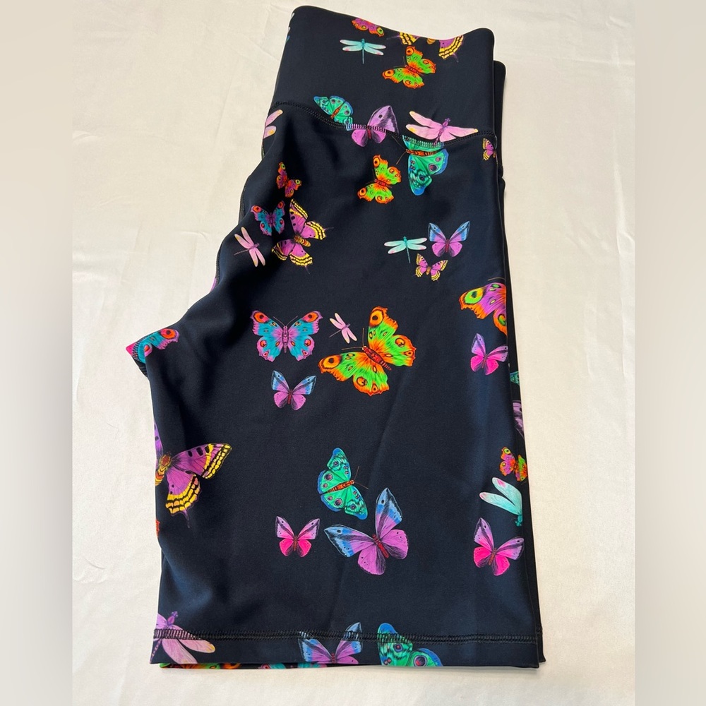 Terez Size XL Butterflies Duo knit Bike Shorts in Black NWOT Made in NYC